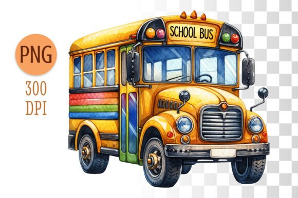 Download Watercolor Rainbow School Bus Clipart - Premium Resources