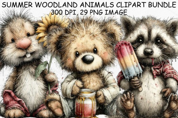 Download Summer Woodland Animals Clipart Bundle - Bundle Collection