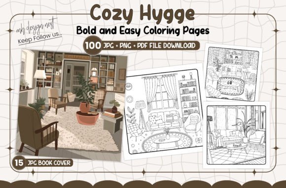 Download Cozy Hygge Bold and Easy Coloring Pages - Cozy hygge Collection