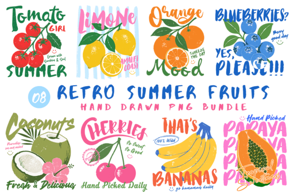 Download Retro Summer Fruits PNG Bundle - Bundle Collection