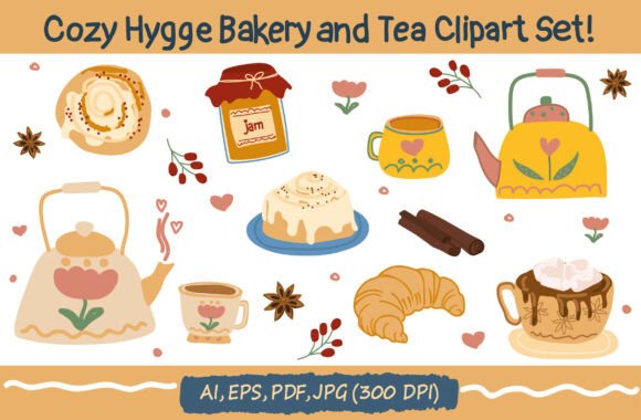 Download Cozy Hygge Bakery and Tea Clipart - Cozy hygge Collection