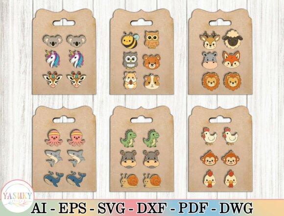 Download Cute Animal Stud Earrings SVG Bundle - Bundle Collection