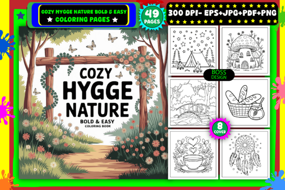 Download Cozy Hygge Nature Easy Coloring Pages - Cozy hygge Collection