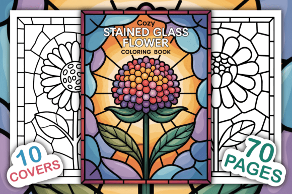 Download Cozy Stained Glass Flower Coloring Book - Stained glass flower Collection